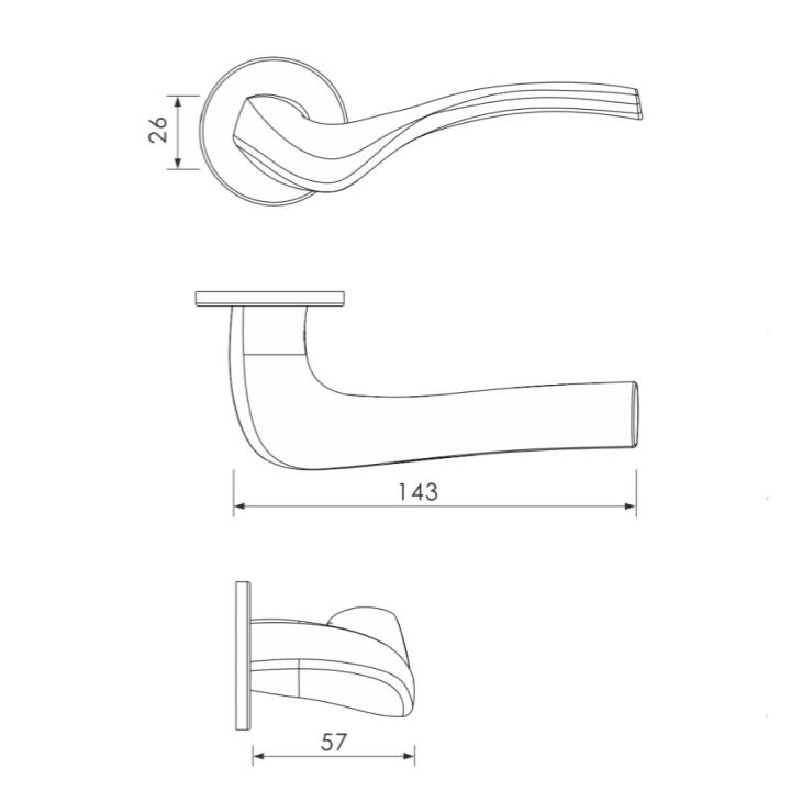 Allure 210 Designer Lever Handle on rose & Mortise Lock Set